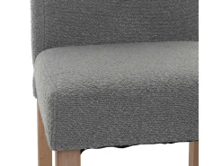 Silla de comedor Littau bouclé (set de 4), gris, patas color natural