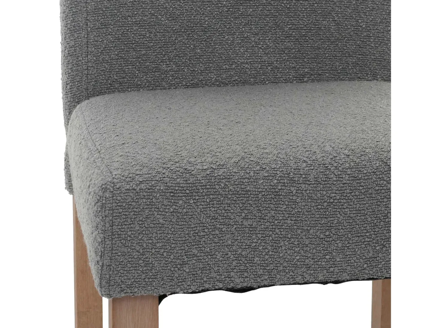 Silla de comedor Littau bouclé (set de 4), gris, patas color natural