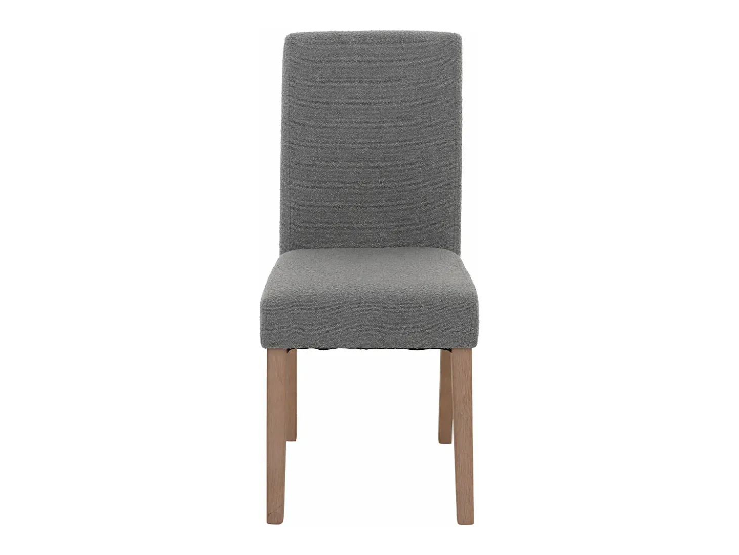 Silla de comedor Littau bouclé (set de 4), gris, patas color natural