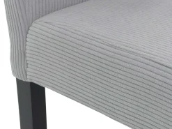 Silla de comedor Littau Cord (juego de 6), gris claro, patas oscuras