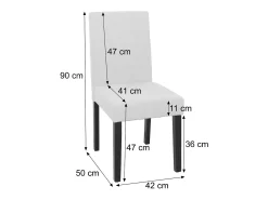 Silla de comedor Littau Cord (set de 2), crema, patas oscuras