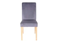 Silla de comedor Littau de terciopelo, gris, patas claras