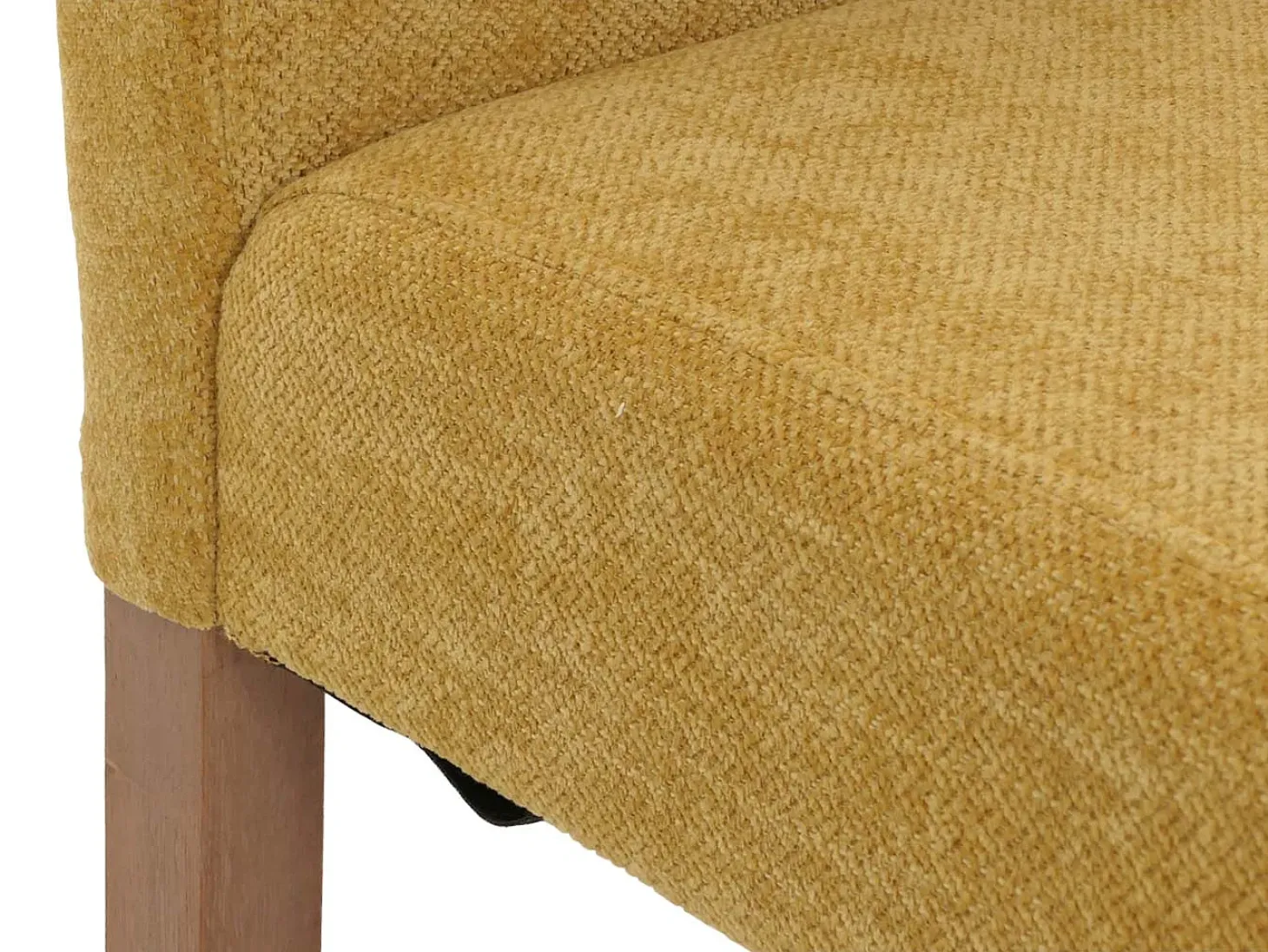 Silla de comedor Littau de chenilla (set de 4), amarillo, patas color natural