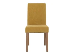 Silla de comedor Littau de chenilla (set de 4), amarillo, patas color natural