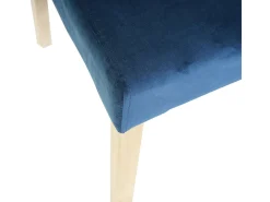 Silla de comedor Littau de terciopelo, azul petróleo, patas claras