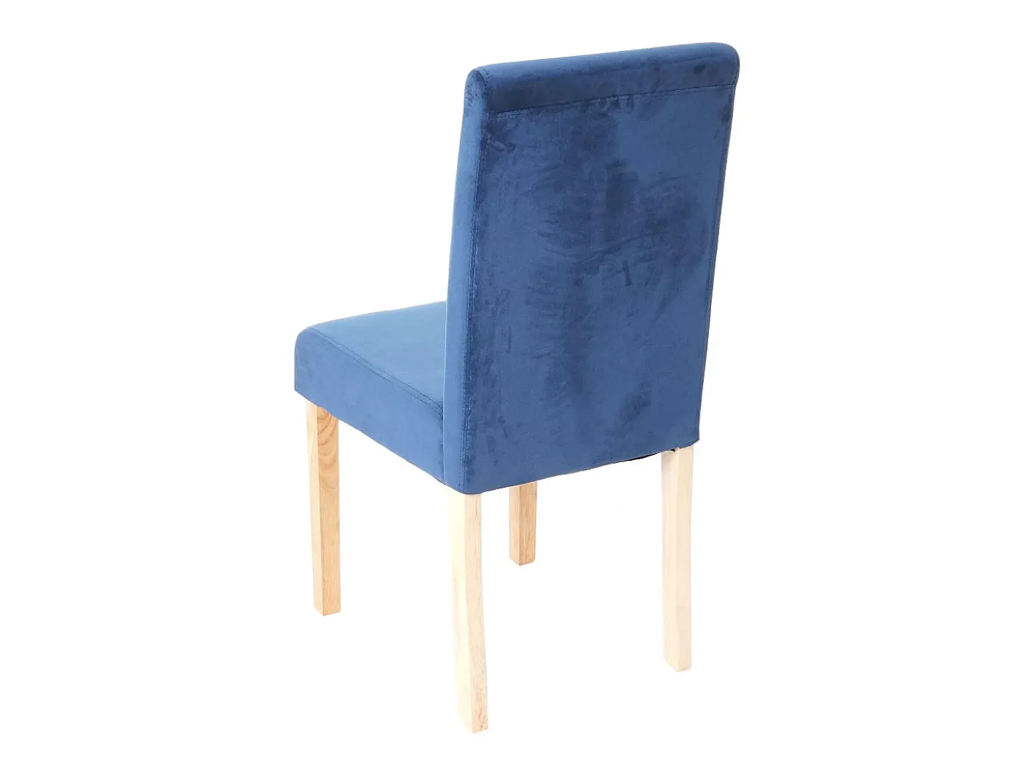 Silla de comedor Littau de terciopelo, azul petróleo, patas claras