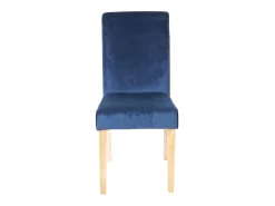 Silla de comedor Littau de terciopelo, azul petróleo, patas claras