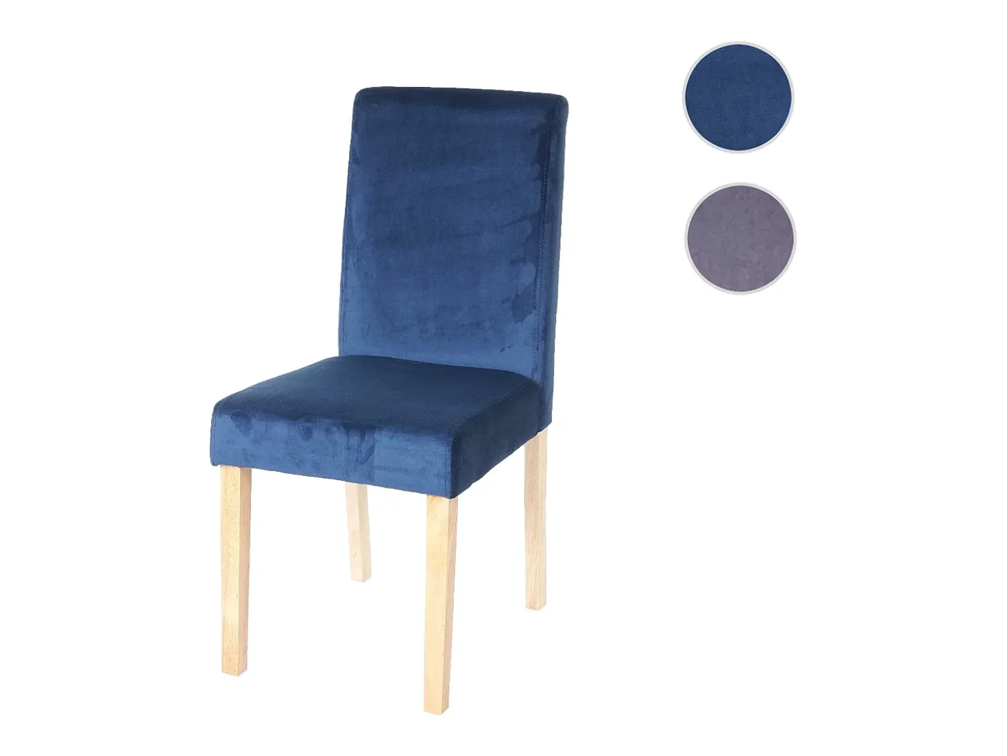 Silla de comedor Littau de terciopelo, azul petróleo, patas claras