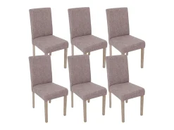 Silla de comedor Littau (juego de 6), Tejido, gris, estructura de las patas: roble