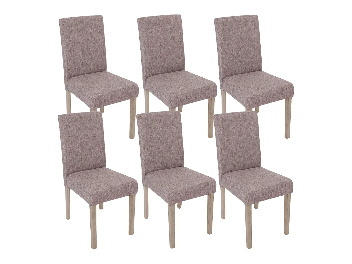 Silla de comedor Littau (juego de 6), Tejido, gris, estructura de las patas: roble