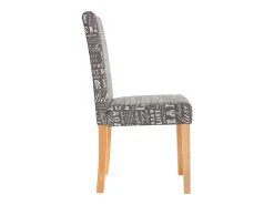 Silla de comedor Littau (juego de 6), textil con letras, gris, patas claras