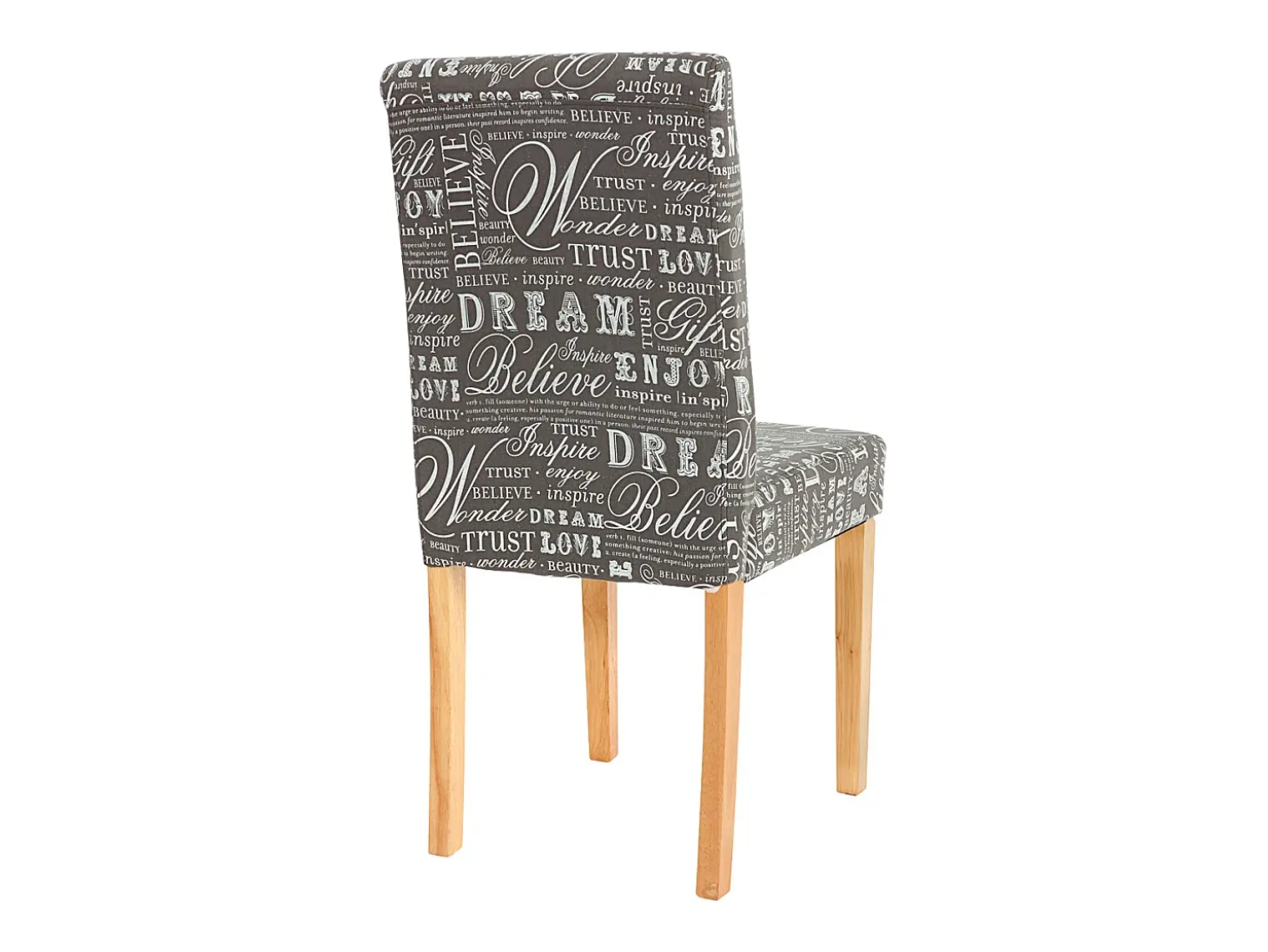 Silla de comedor Littau (juego de 6), textil con letras, gris, patas claras