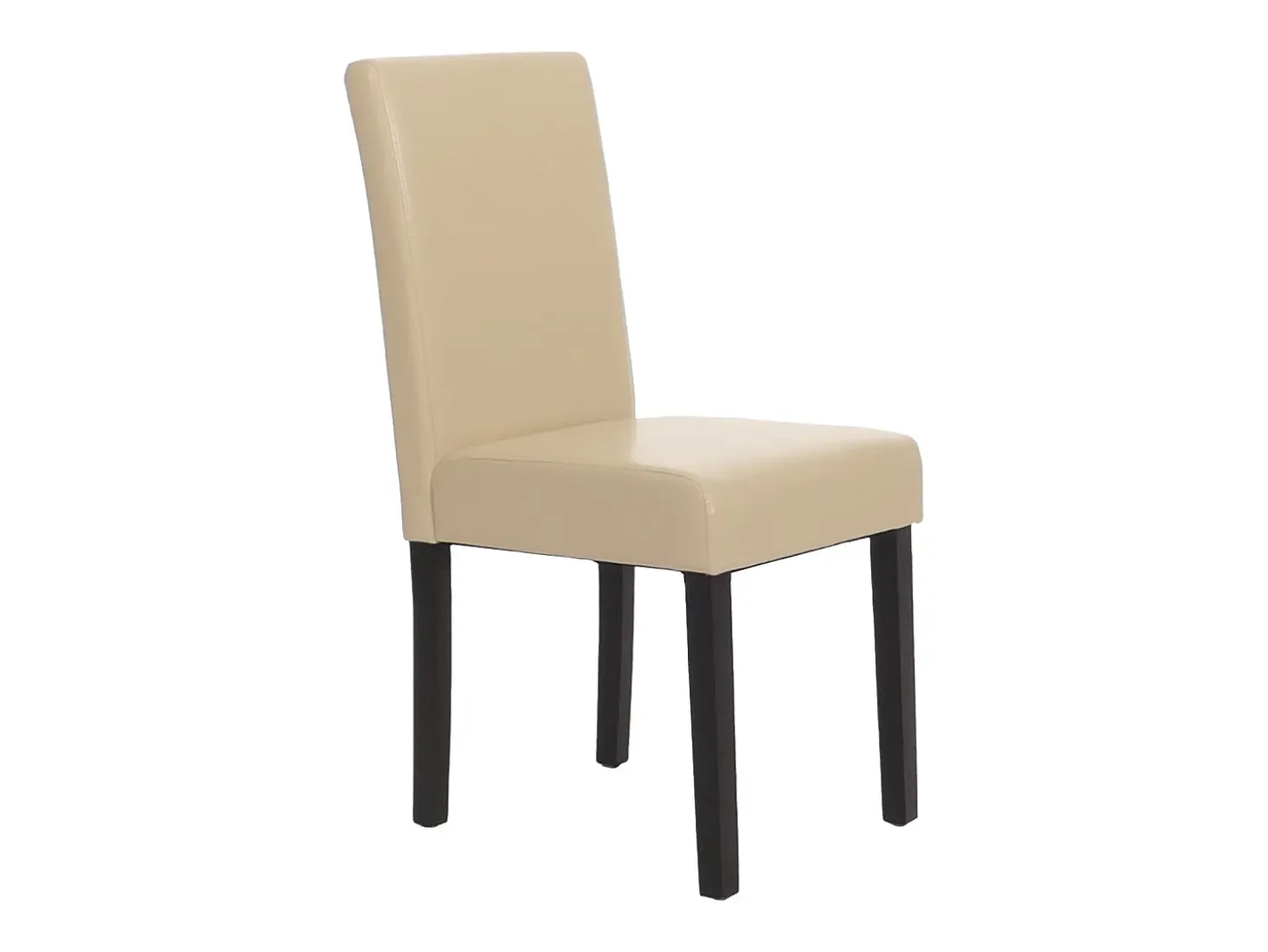 Silla de comedor Littau (juego de 6), cuero, crema, patas oscuras