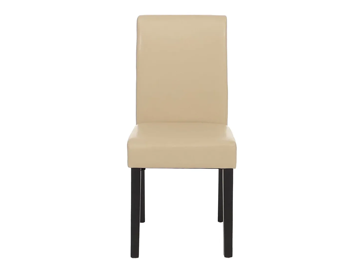 Silla de comedor Littau (juego de 6), cuero, crema, patas oscuras