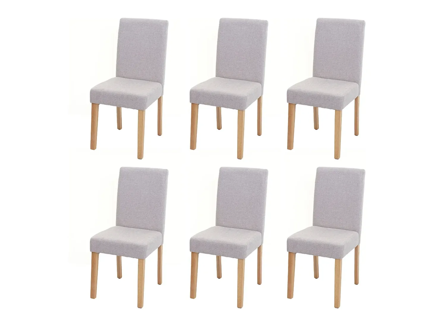 Silla de comedor Littau (juego de 6), textil, crema-beige, patas claras