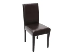 Silla de comedor Littau (juego de 6), Cuero, marrón, patas oscuras
