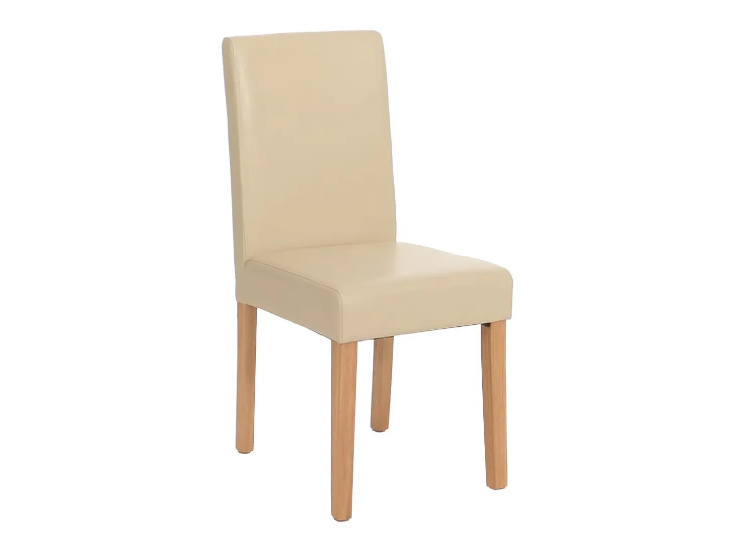 Silla de comedor Littau (juego de 6), cuero, crema, patas claras