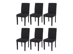Silla de comedor Littau (juego de 6), textil, negro, patas oscuras
