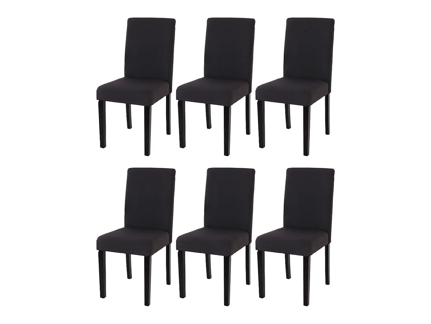 Silla de comedor Littau (juego de 6), textil, negro, patas oscuras