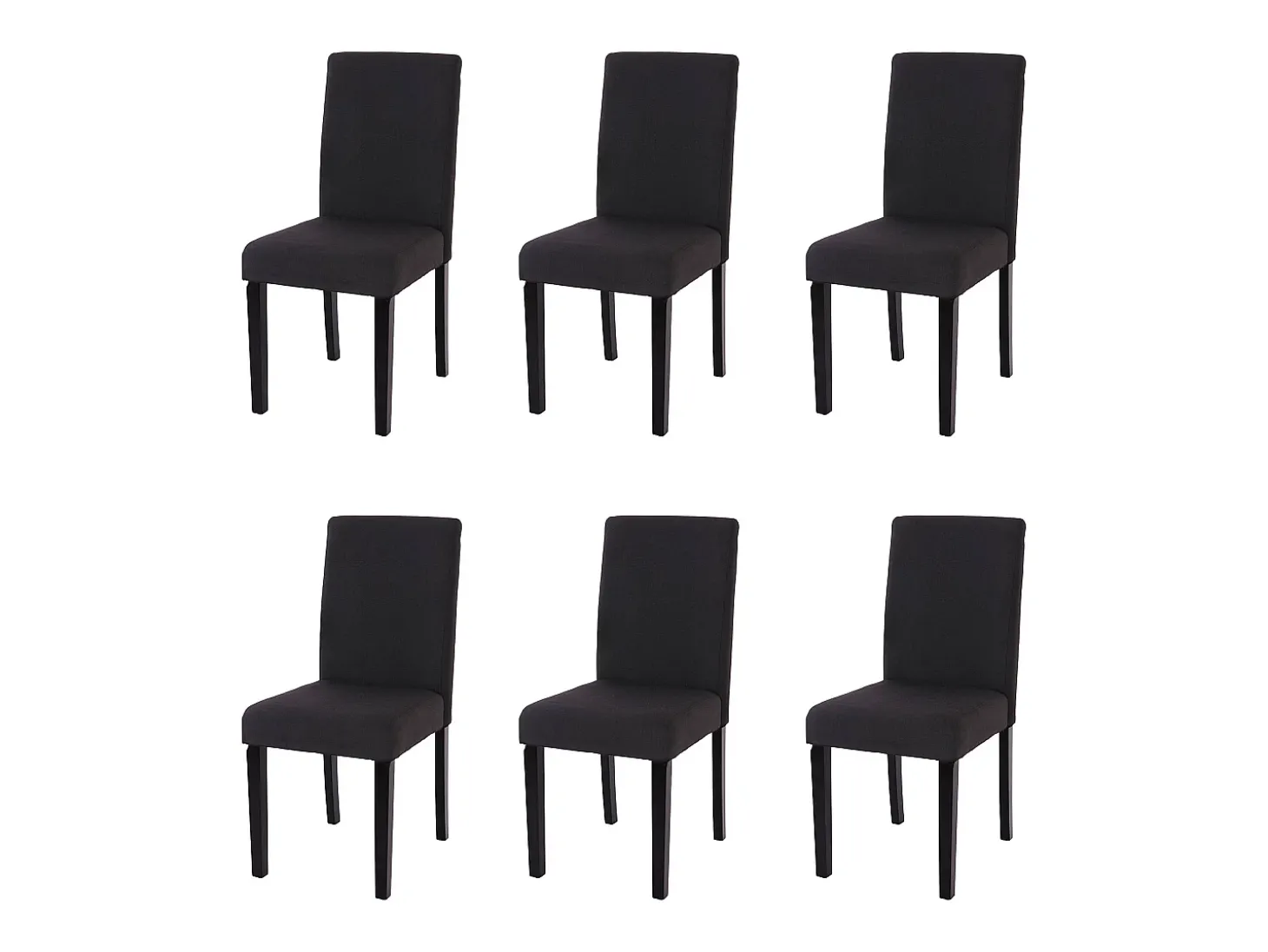 Silla de comedor Littau (juego de 6), textil, negro, patas oscuras