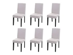 Silla de comedor Littau (juego de 6), textil, crema-beige, patas oscuras