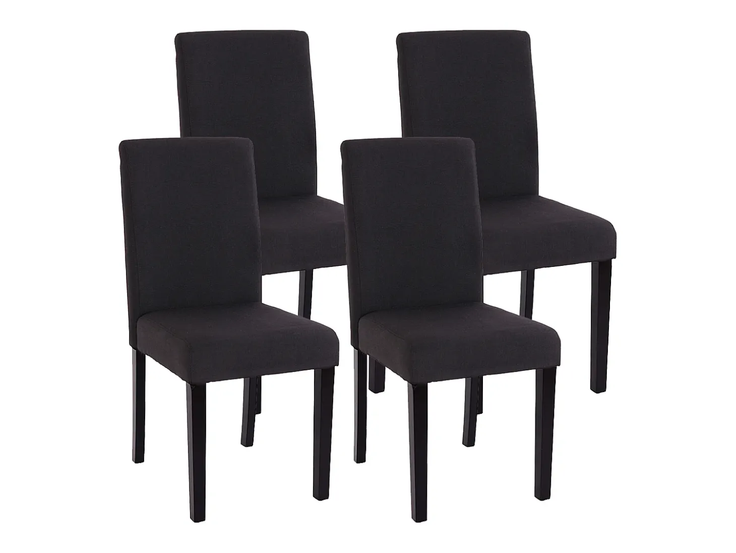 Silla de comedor Littau (juego de 4), Textil, negro, patas oscuras