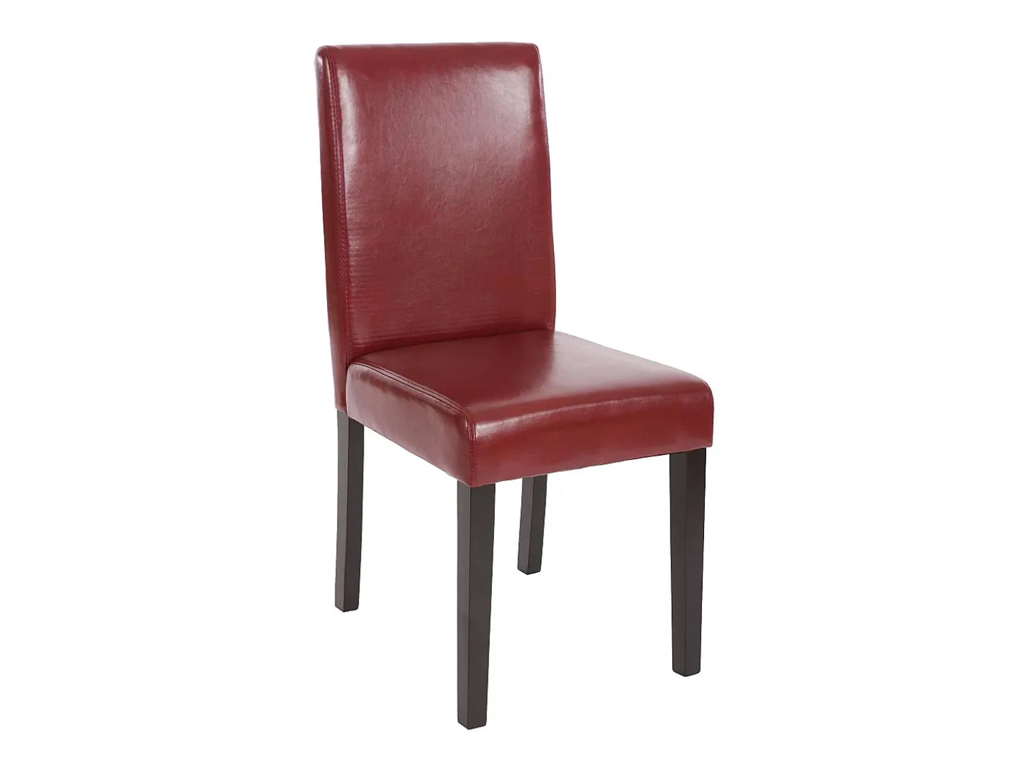 Silla de comedor Littau piel sintética lote de 2, polipiel, marrón rojizo, patas oscuras