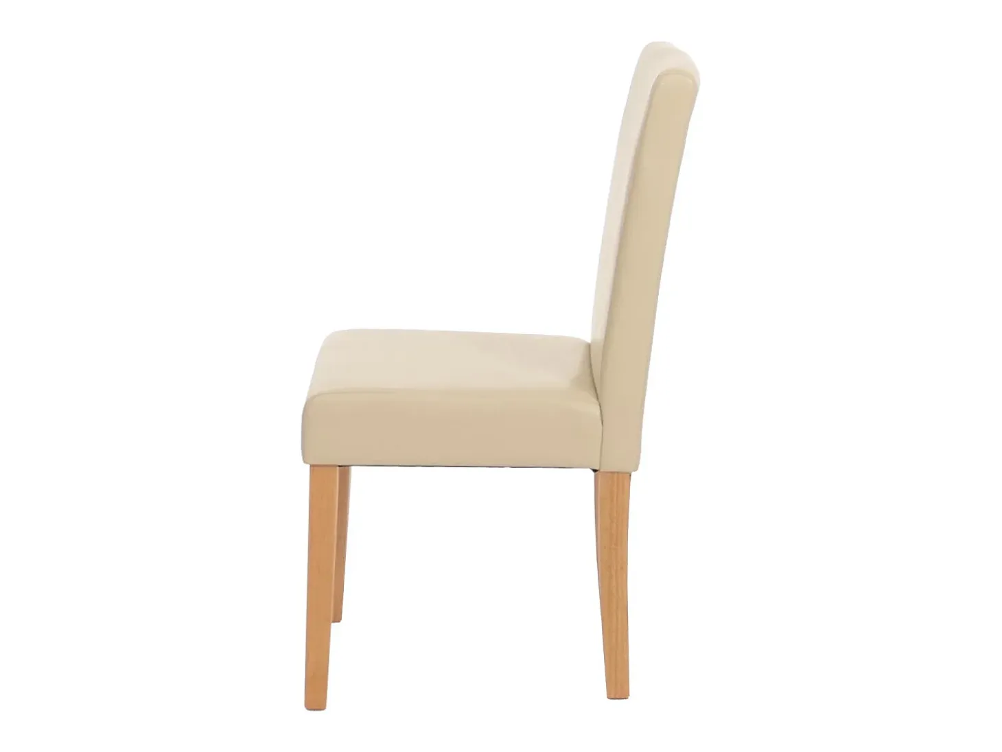 Silla de comedor Littau piel sintética lote de 2, polipiel, color crema, patas claras