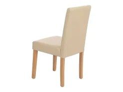 Silla de comedor Littau piel sintética lote de 2, polipiel, color crema, patas claras