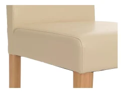 Silla de comedor Littau piel sintética lote de 2, polipiel, color crema, patas claras
