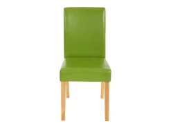 Silla de comedor Littau piel sintética lote de 2, polipiel, verde, patas claras