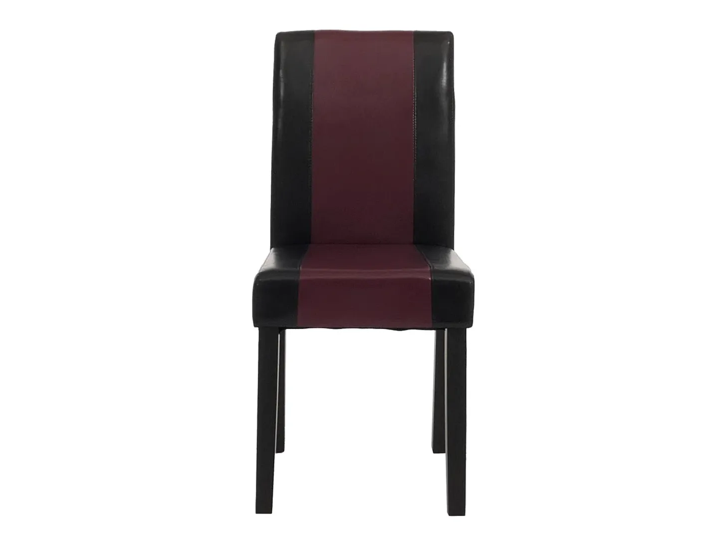 Silla de comedor Littau piel sintética lote de 2, polipiel, negro-rojo, patas oscuras