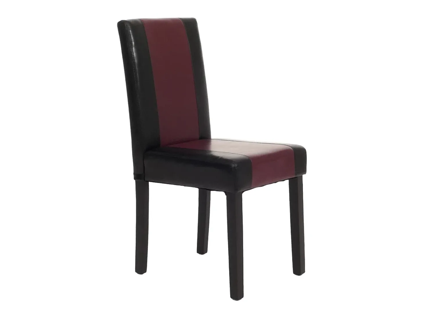 Silla de comedor Littau piel sintética lote de 2, polipiel, negro-rojo, patas oscuras