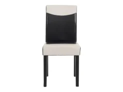 Silla de comedor Littau piel sintética lote de 2, polipiel, blanco y negro, patas oscuras