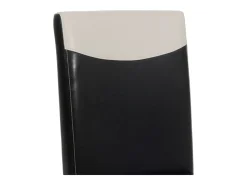 Silla de comedor Littau piel sintética lote de 2, polipiel, blanco y negro, patas oscuras