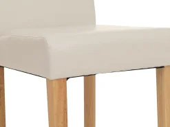 Silla de comedor Littau piel sintética lote de 2, polipiel, blanca, patas claras