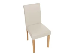 Silla de comedor Littau piel sintética lote de 2, polipiel, blanca, patas claras