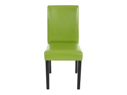 Silla de comedor Littau (set de 4), polipiel, verde, patas oscuras