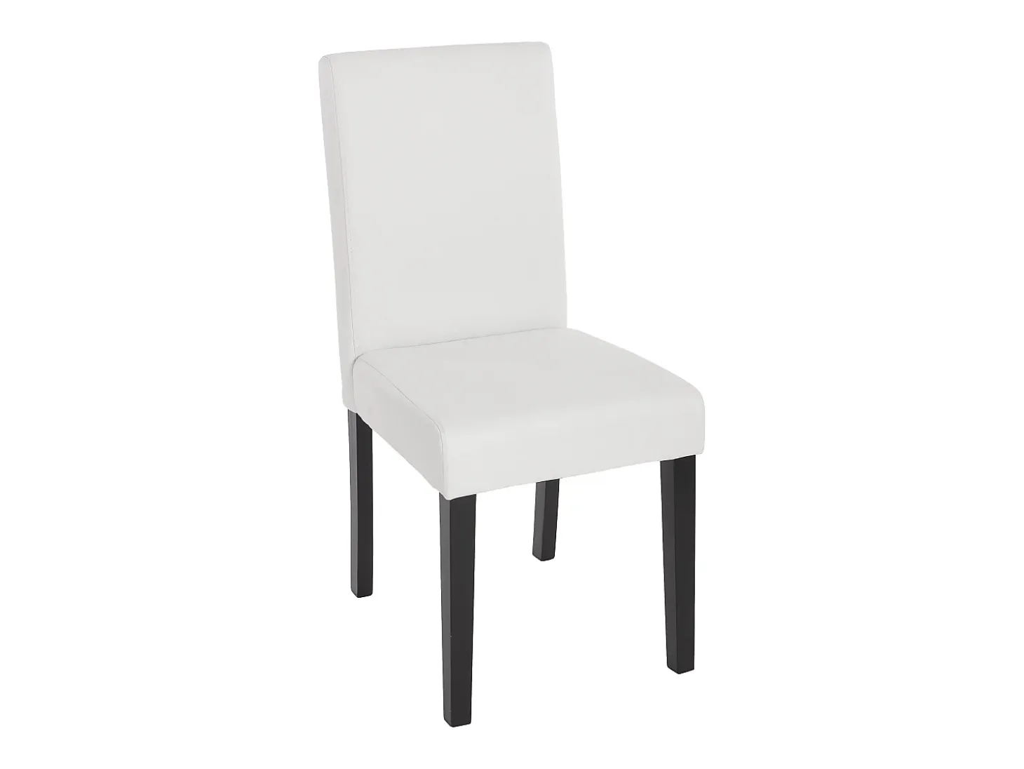 Silla de comedor Littau (set de 4), polipiel, blanco mate, patas oscuras