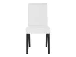 Silla de comedor Littau (set de 4), polipiel, blanco mate, patas oscuras