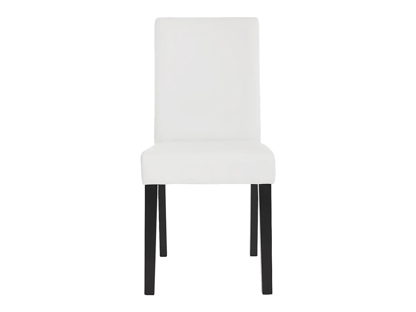 Silla de comedor Littau (set de 4), polipiel, blanco mate, patas oscuras