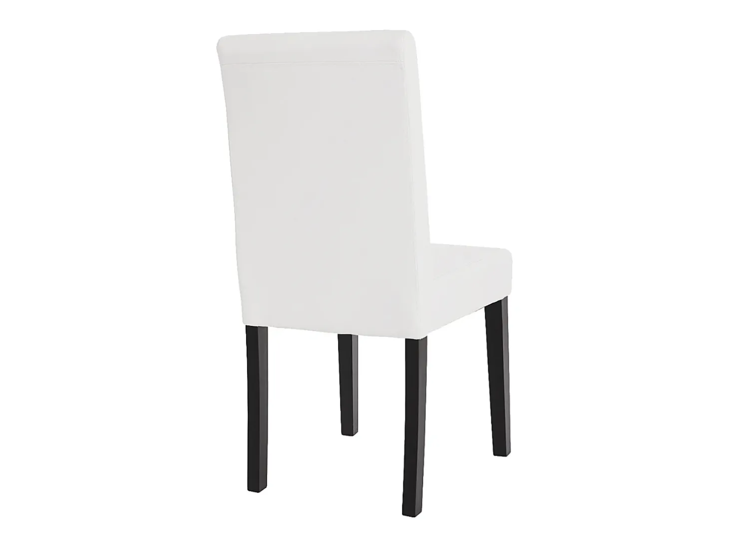 Silla de comedor Littau (set de 4), polipiel, blanco mate, patas oscuras