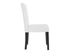 Silla de comedor Littau (set de 4), polipiel, blanco mate, patas oscuras