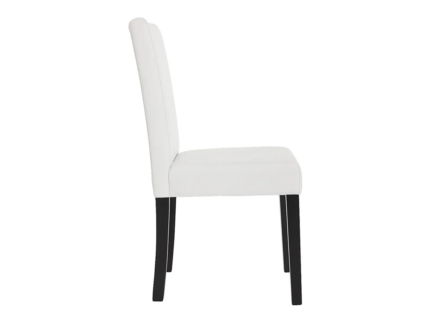 Silla de comedor Littau (set de 4), polipiel, blanco mate, patas oscuras
