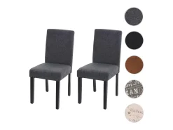 Silla de comedor Littau (set de 2), textil, gris antracita, patas oscuras