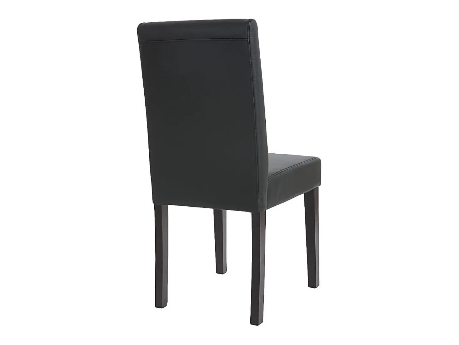 Silla de comedor Littau (set de 4), polipiel, negro mate, patas oscuras
