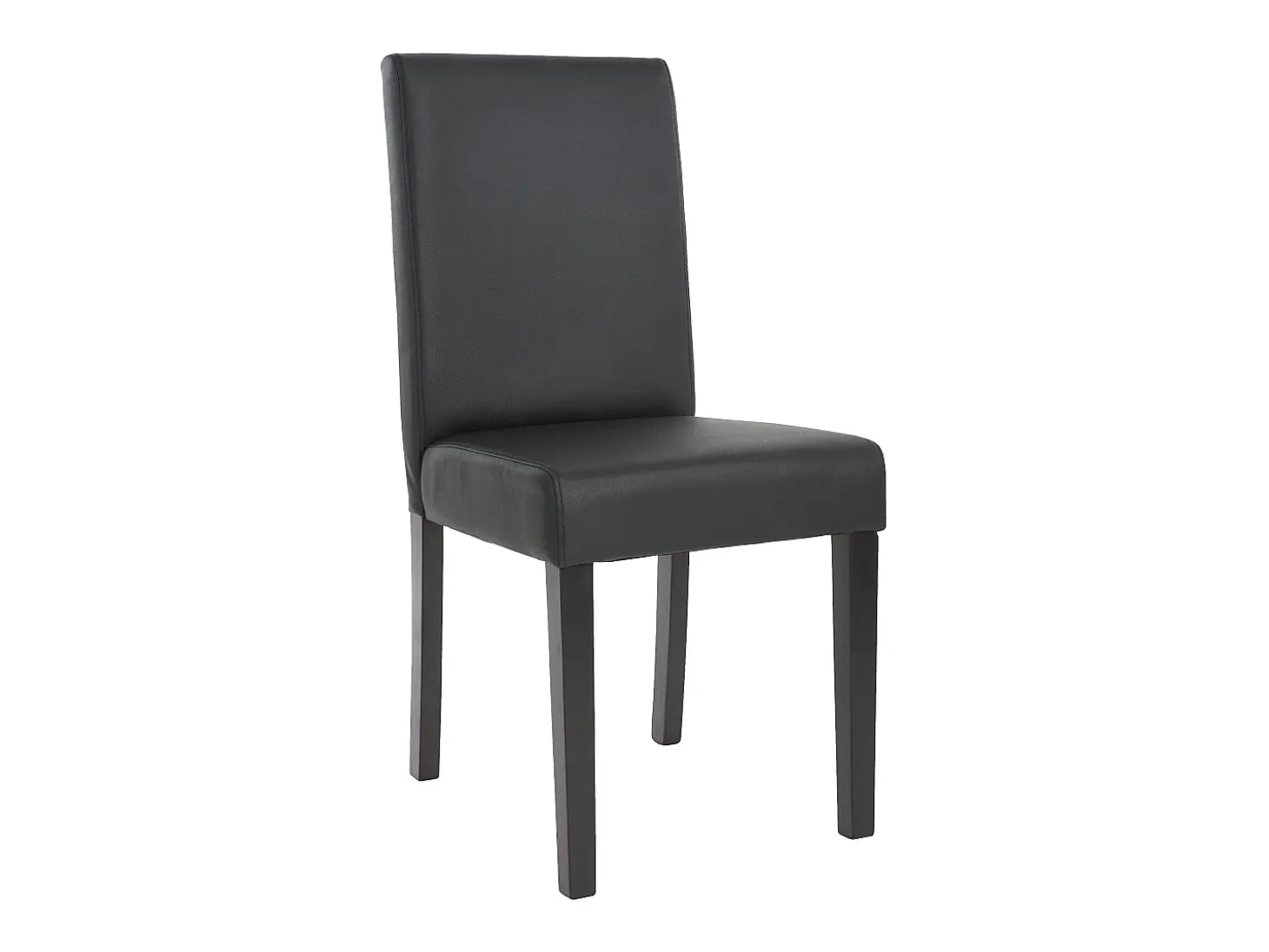 Silla de comedor Littau (set de 4), polipiel, negro mate, patas oscuras