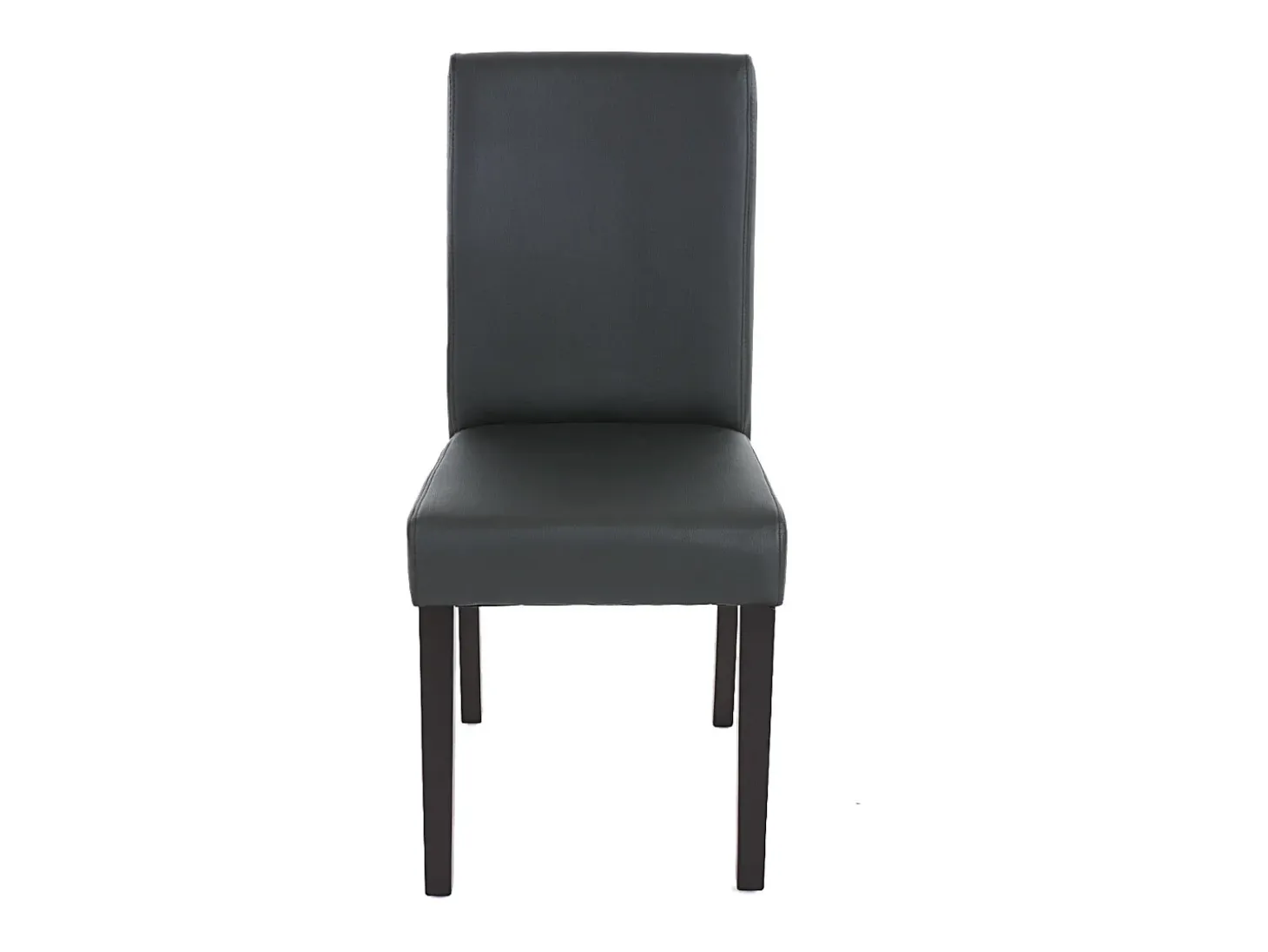 Silla de comedor Littau (set de 4), polipiel, negro mate, patas oscuras