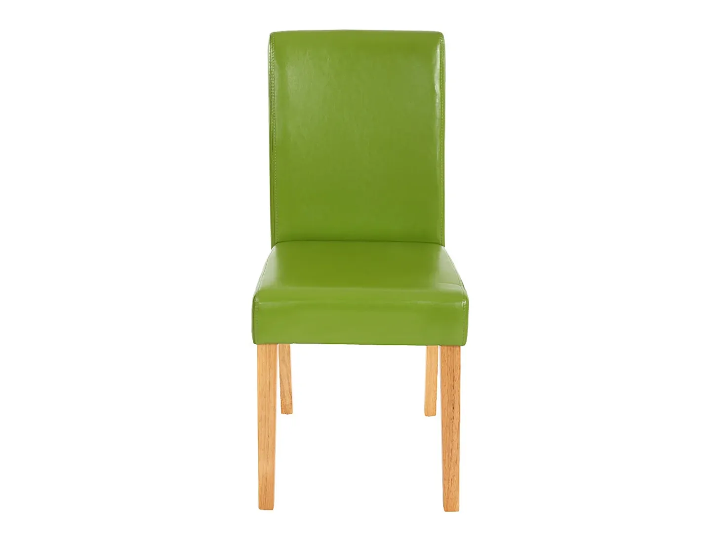 Silla de comedor Littau (set de 4), polipiel, verde, patas claras
