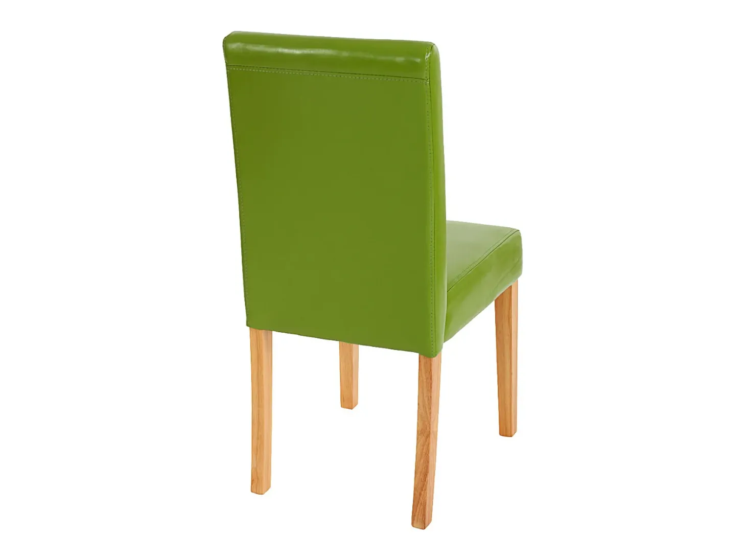 Silla de comedor Littau (set de 4), polipiel, verde, patas claras